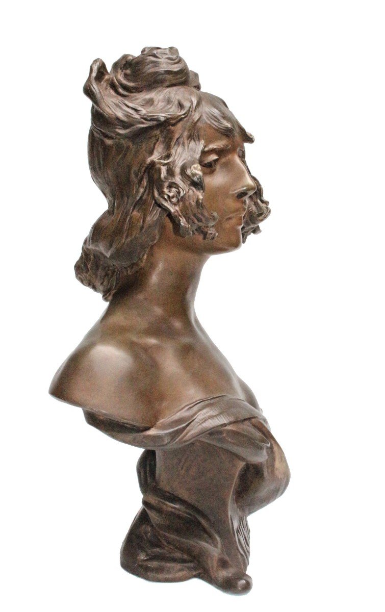 Anton Nelson (1849 1910) Large Art Nouveau Bust-photo-3