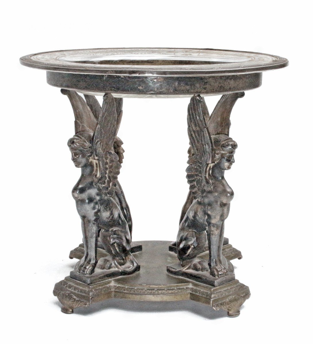 Coupe Empire Aux Sphinges Bronze Argenté-photo-3