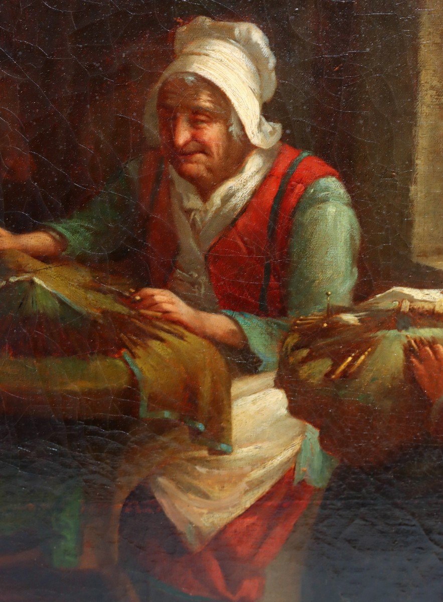 Paul Soyer (1823-1903) Tres Grand Tableau "Les Dentelieres d'Asnieres-sur-Oise"-photo-5