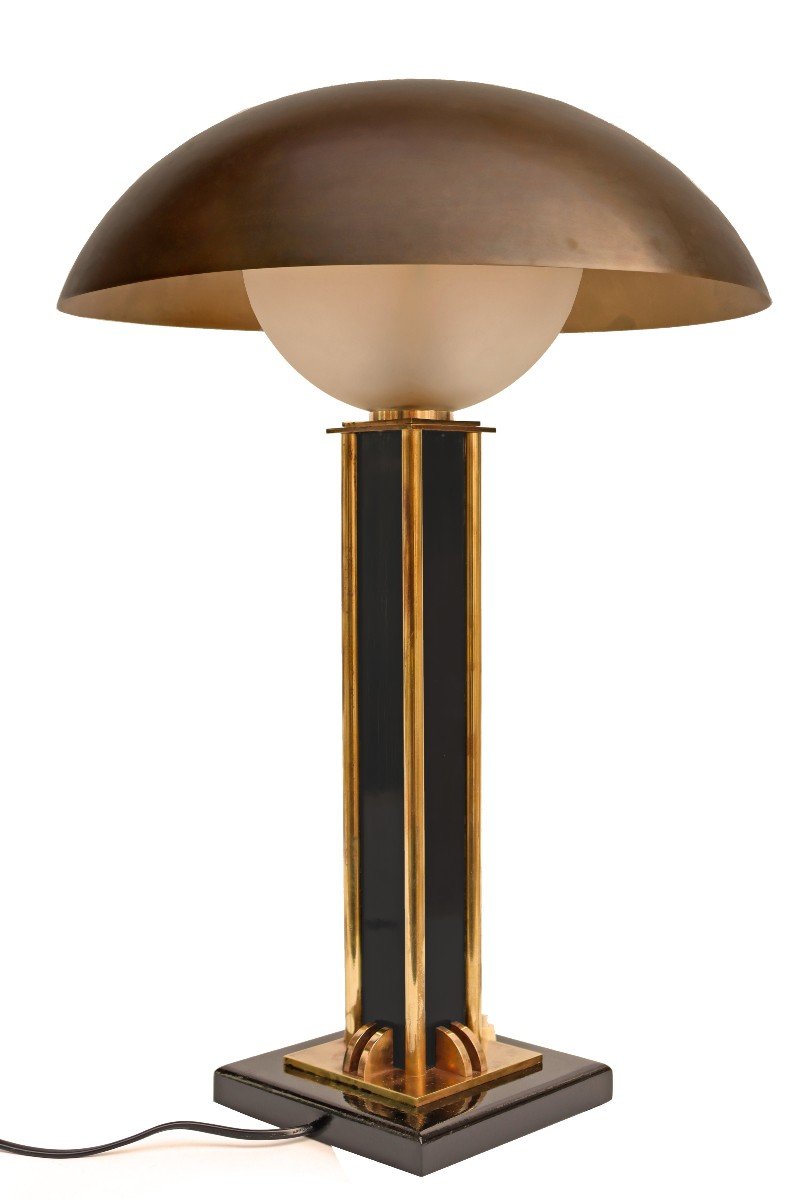 Jacques Adnet (1900-1984) Large Art Deco Lamp-photo-3