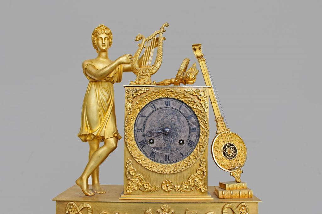 Empire Clock Bronze Apollo At La Lyre-photo-3