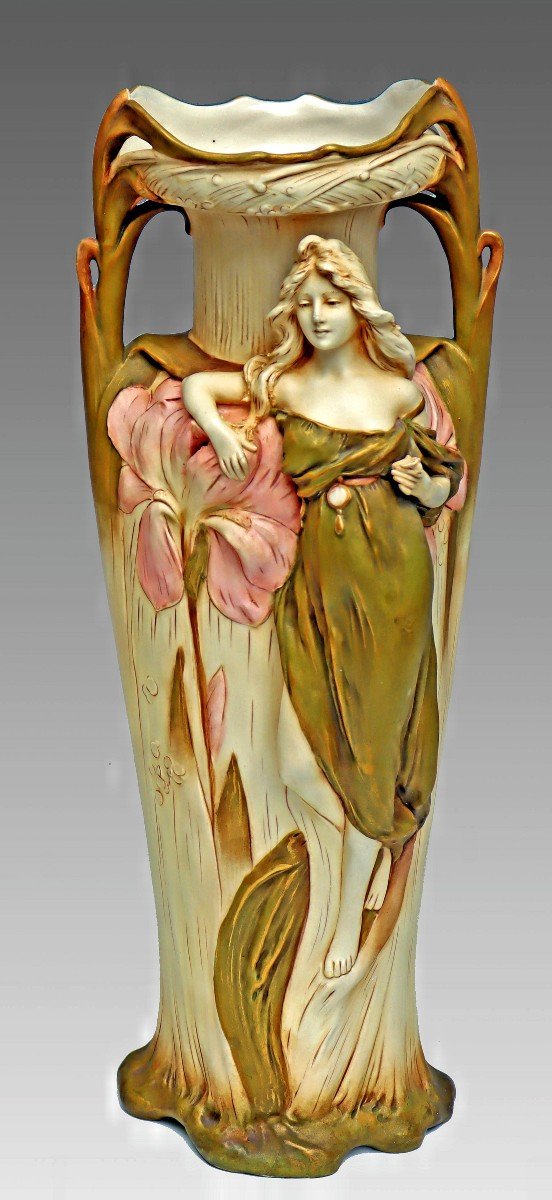 Royal Dux Pair Of Large Art Nouveau Vases 1900-photo-3