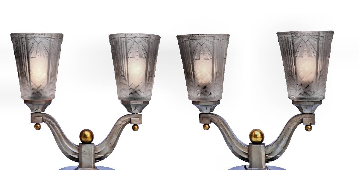 Muller Paire de Lampes Art Déco 1930-photo-1