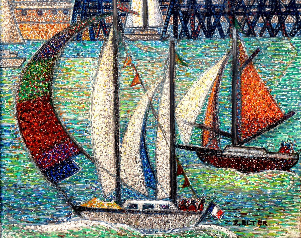 Zelter (né 1938) Marine Pointilliste-photo-1