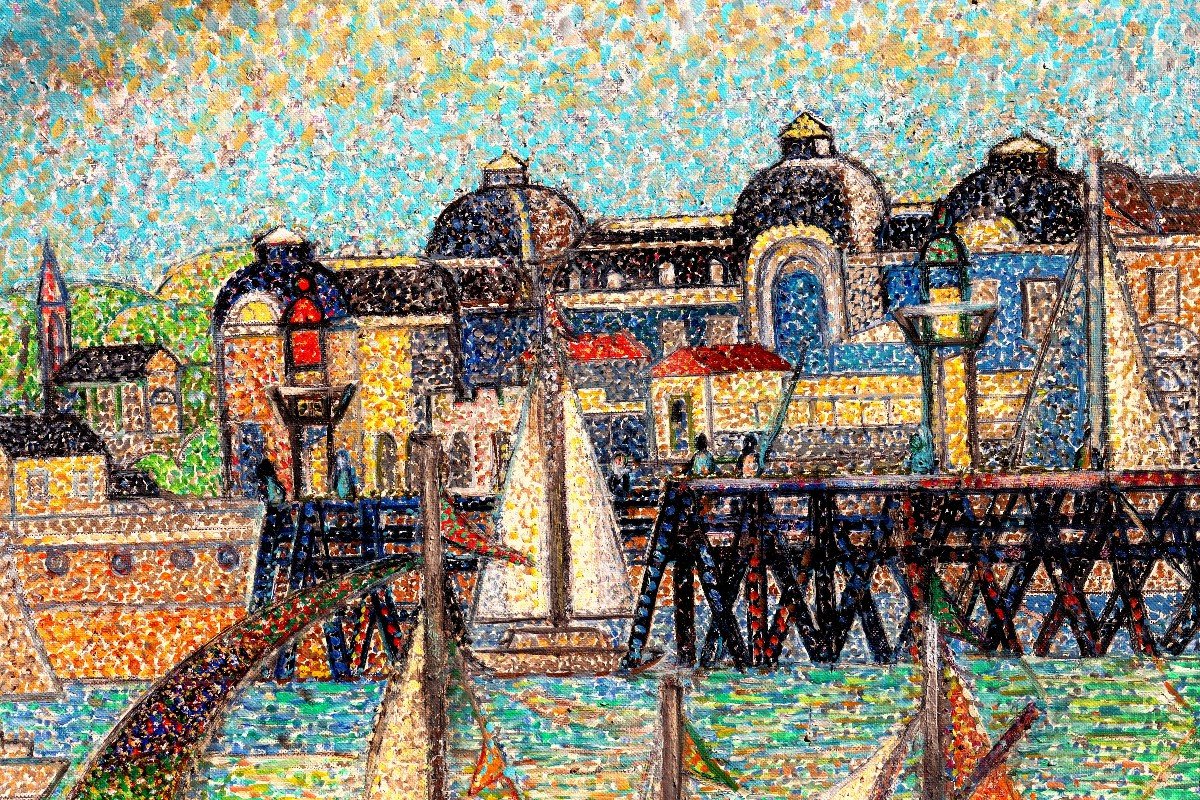 Zelter (né 1938) Marine Pointilliste-photo-5