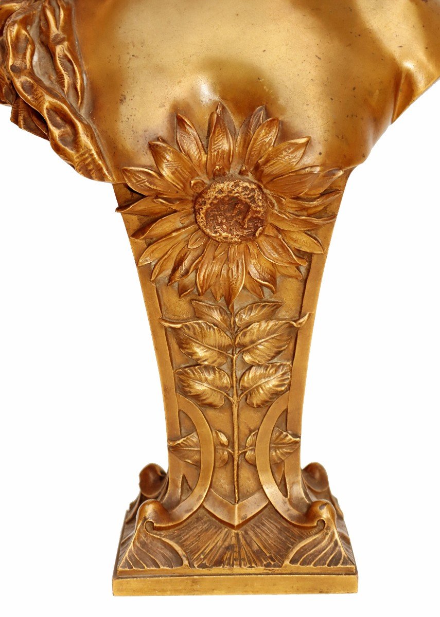 Louis Chalon (1866-1940) Large Bust 1900 In Gilt Bronze-photo-5