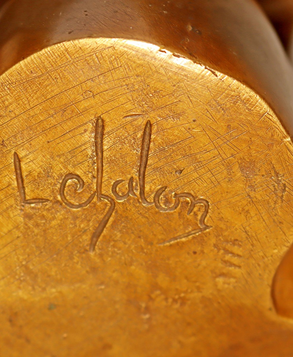 Louis Chalon (1866-1940) Large Bust 1900 In Gilt Bronze-photo-7