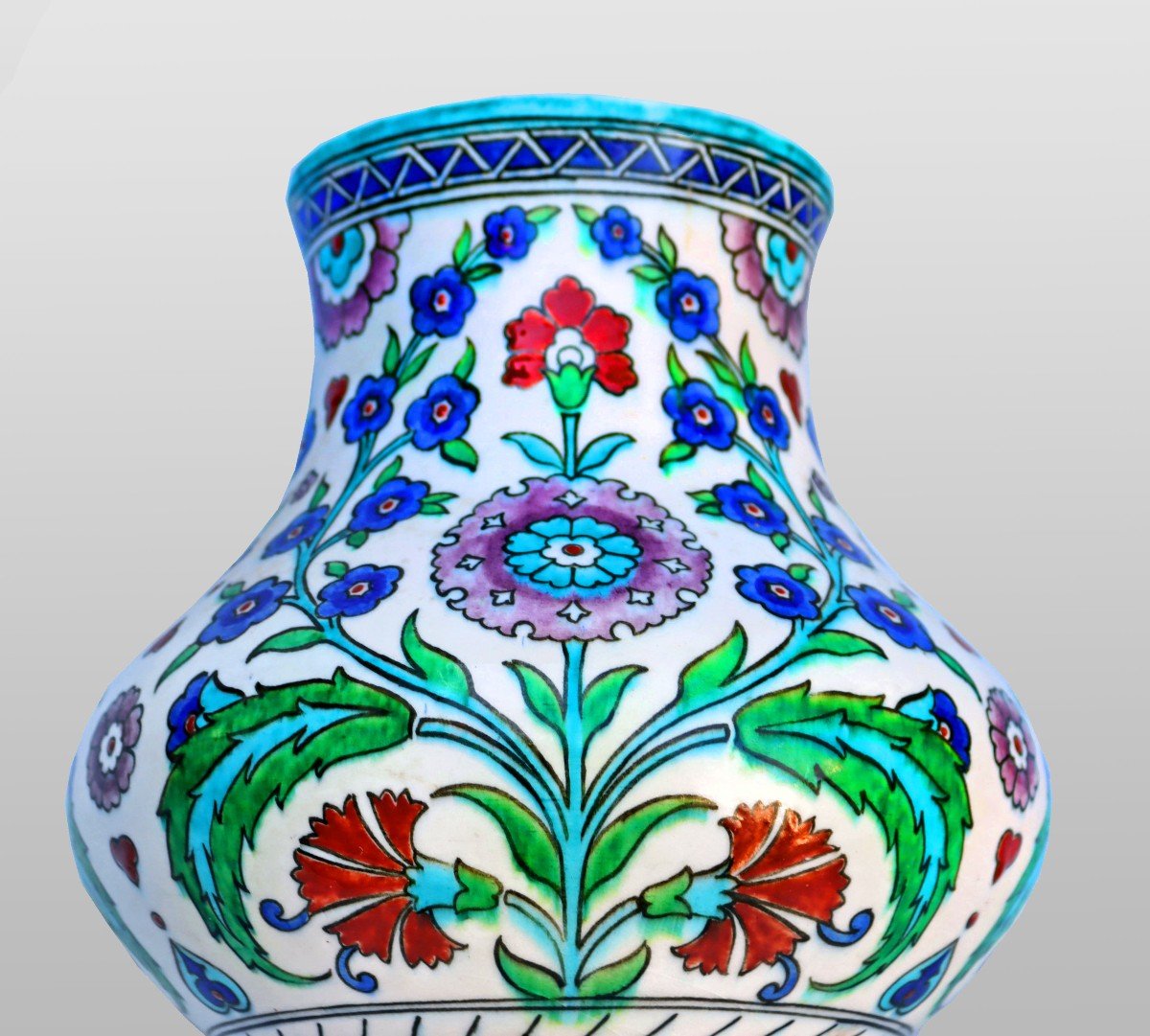 Théodore Deck (1823-1891) Important Vase Décor Iznick-photo-1
