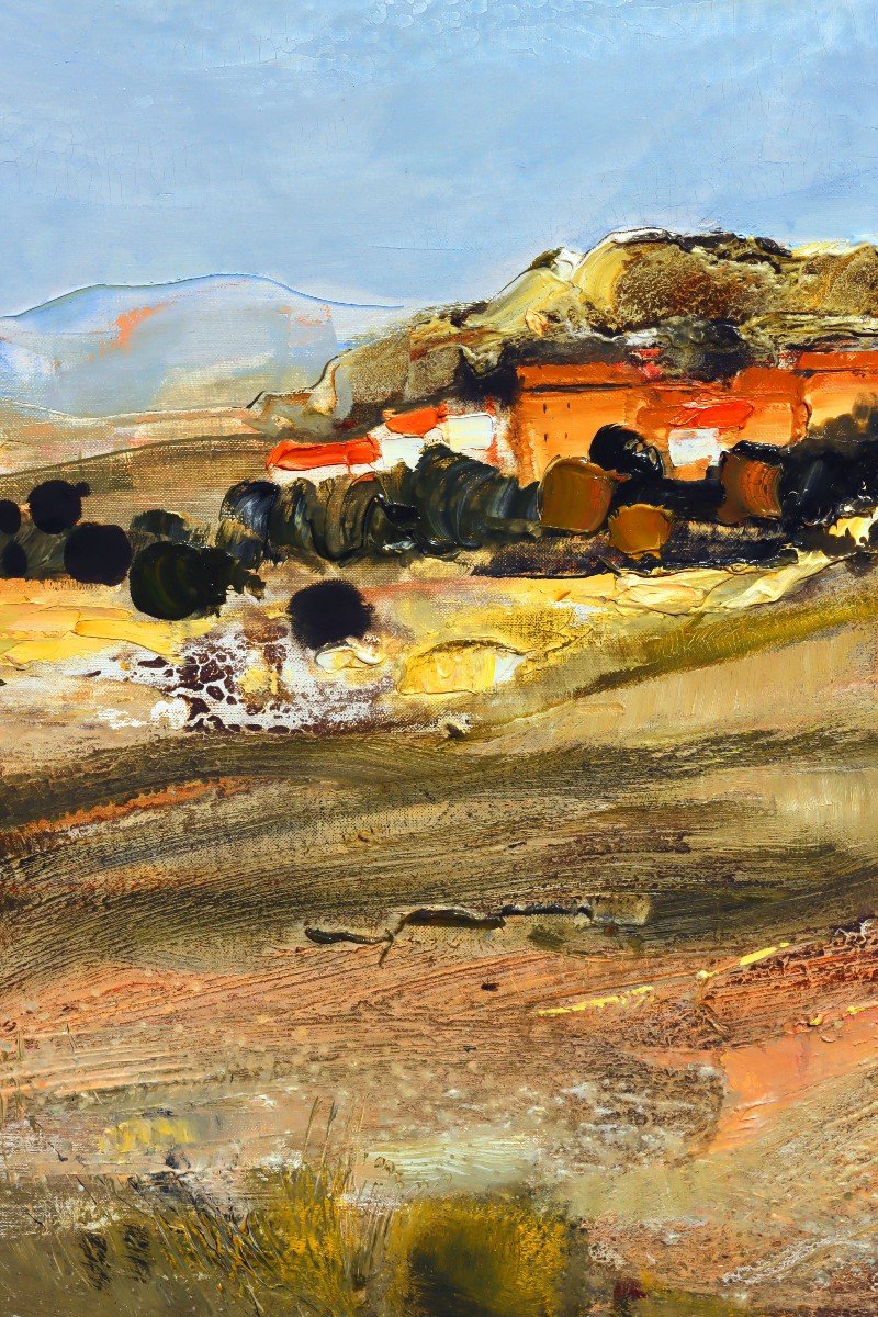 Michel Jouenne (born 1933) Very Large Landscape Of Occitanie-photo-3