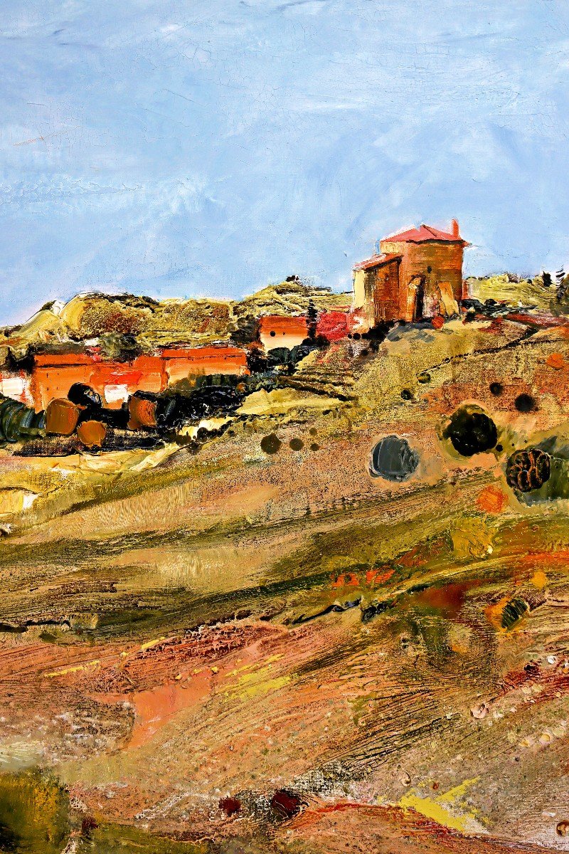 Michel Jouenne (born 1933) Very Large Landscape Of Occitanie-photo-2