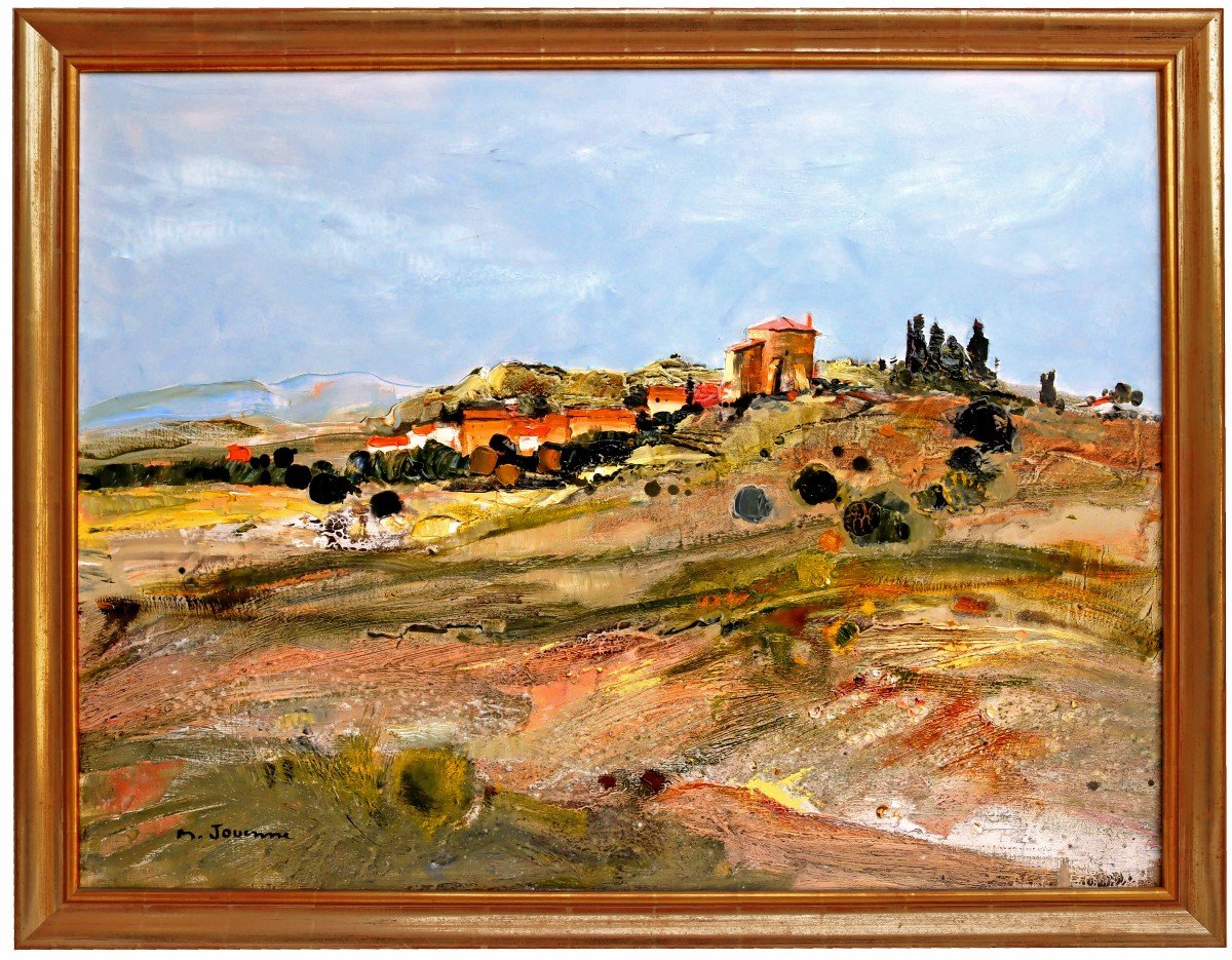 Michel Jouenne (born 1933) Very Large Landscape Of Occitanie