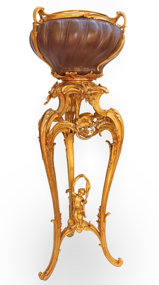 Henry Dasson (1825-1896) Bronze Planter Stand-photo-4