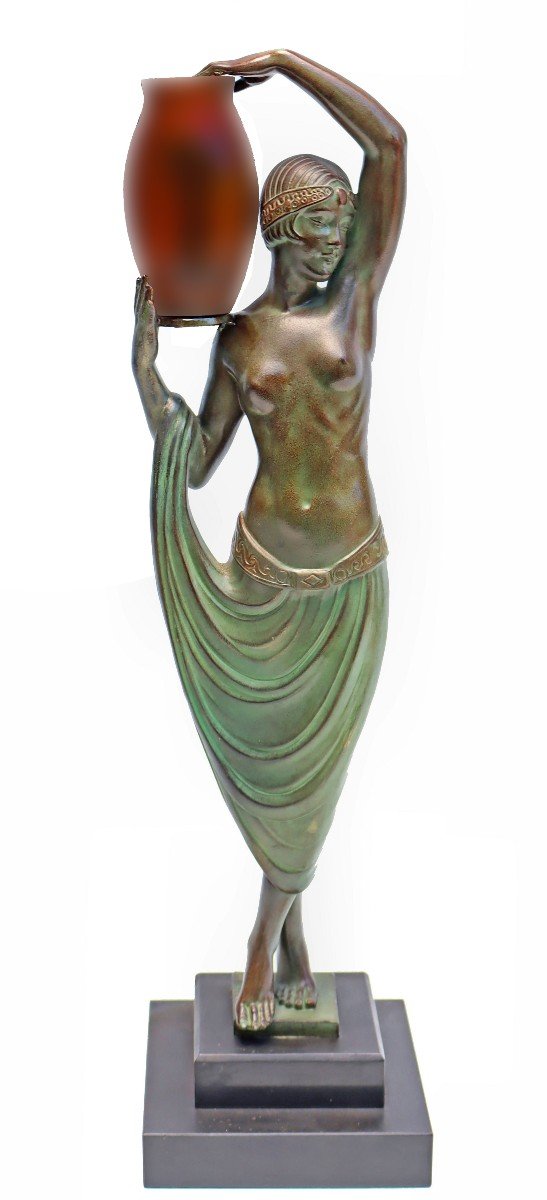 Max Le Verrier & Fayral Art Deco Lamp Sculpture 1930-photo-2