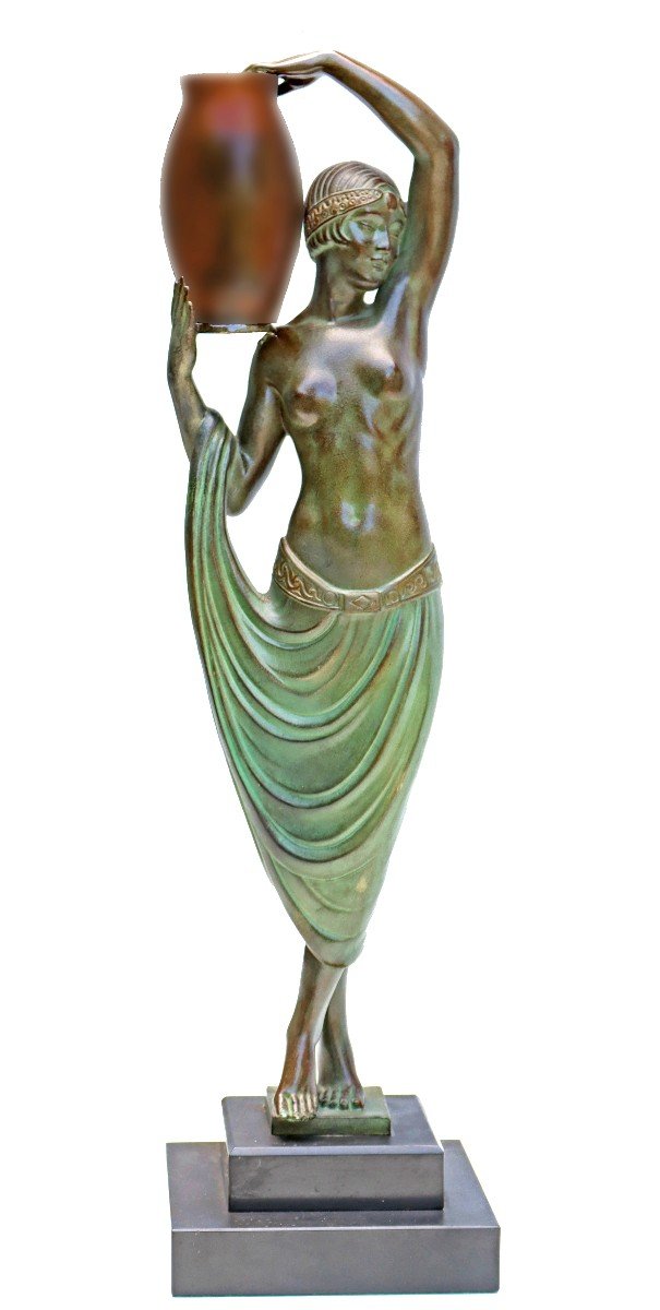 Max Le Verrier & Fayral Art Deco Lamp Sculpture 1930