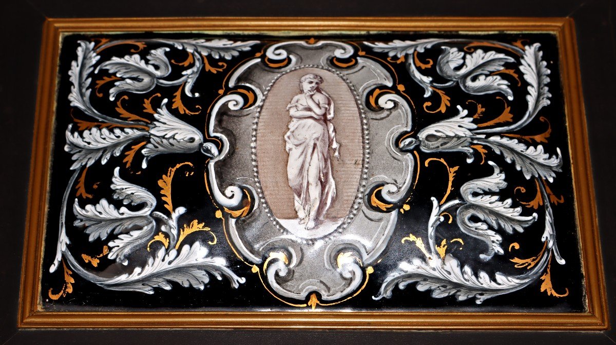 Coffret Napoléon III Orné de Plaques en Email Peint-photo-3