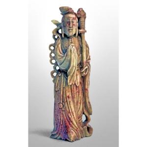 China XVIII / 19th Qing Dynasty Dignitary In Soapstone