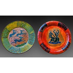 Sèvres / Jean Mayodon (1893-1967) Two Art Deco Dishes