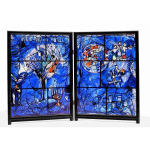 Marc Chagall (1887-1985) Enameled Glass Diptych