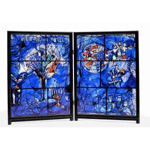 Marc CHAGALL (1887-1985) Diptyque en Verre Emaillé