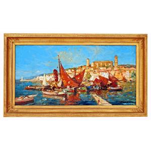 Vue de Cannes par Mério Ameglio (1897-1970) Grand Tableau