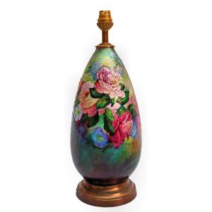 Camille FAURÉ (1874-1956) Grande Lampe Art Déco en Emaux Cloisonnés