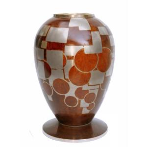 Dinanderie Art Deco Vase Signed F.j Forshaw