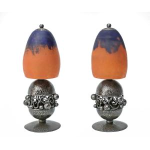 E. BRANDT & DAUM Paire de Lampes Art Déco