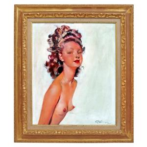 Jean Gabriel DOMERGUE (1889-1962) Huile sur Toile Jeune Femme en Buste