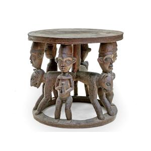 Trône Bamiléké Cameroun Bois Sculpté