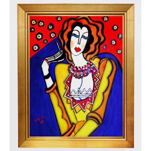 Hugo SCHEIBER (1873-1950) Portrait Art Déco Femme à la Cigarette