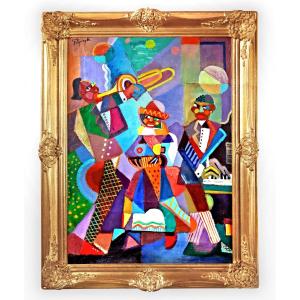 Joseph Popczyk (1890–1971) Cubist Art Deco Painting