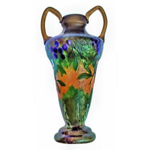 Daum Nancy 1900 Rare Vase Prunellier à la Meule