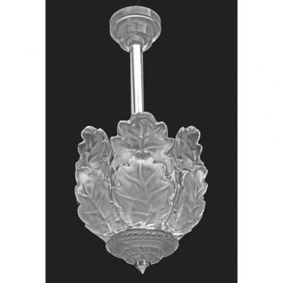 Lalique Art Deco Chandelier Model "oak"