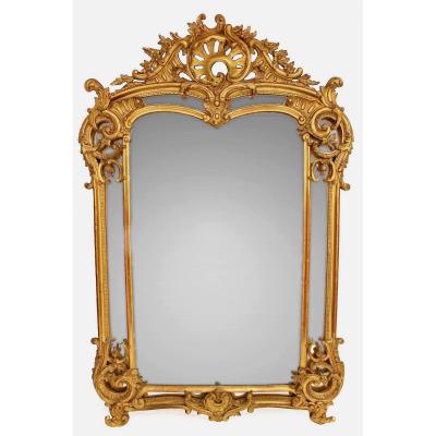 Miroir Napoléon III En Bois Doré (1 m 46 X 98 cm)