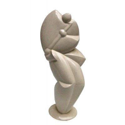 Sculpture Cubiste "Saxophoniste" en céramique craquelée signé N.R