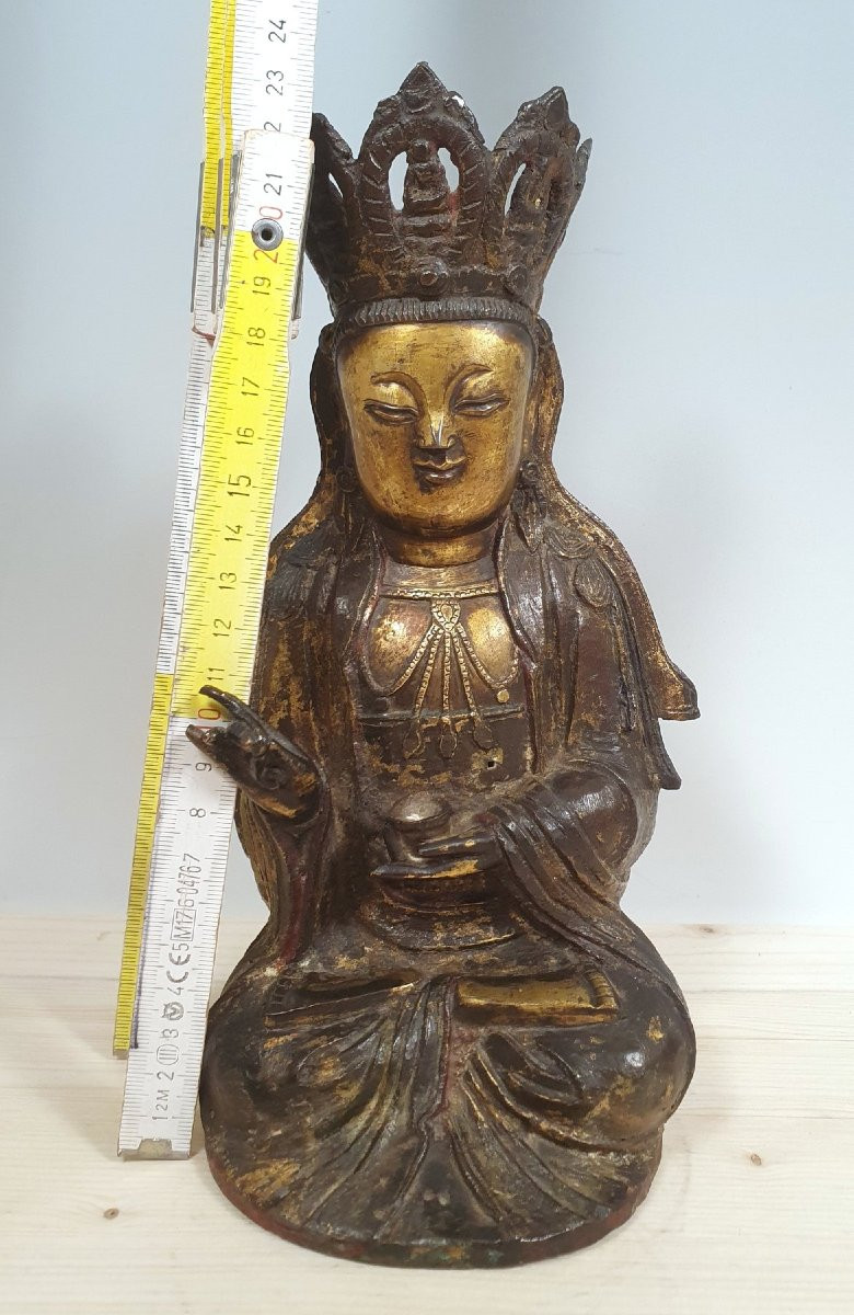  Bodhisattva Guanyn - Bronzo - Cina - -photo-1