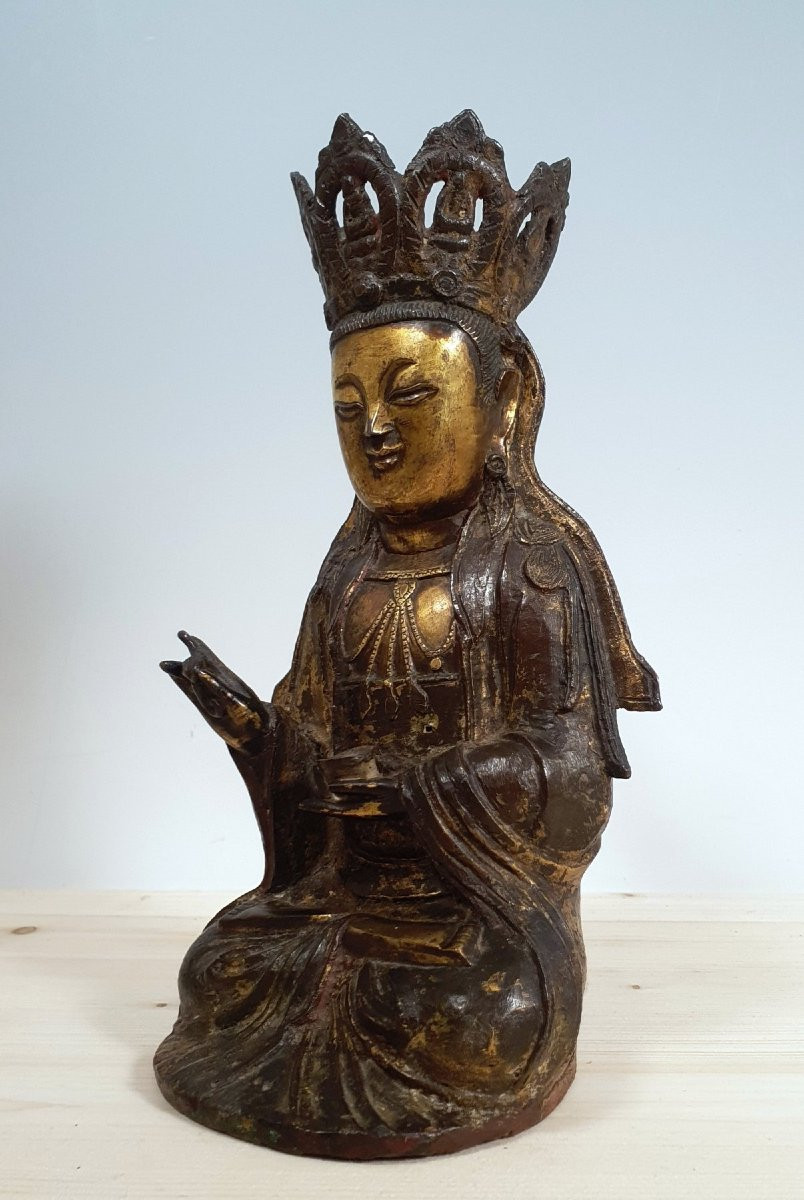  Bodhisattva Guanyn - Bronzo - Cina - -photo-4