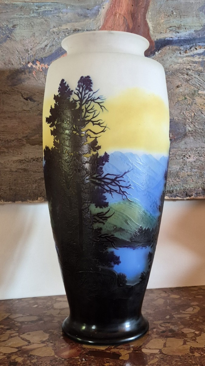 Gallé vase paysage