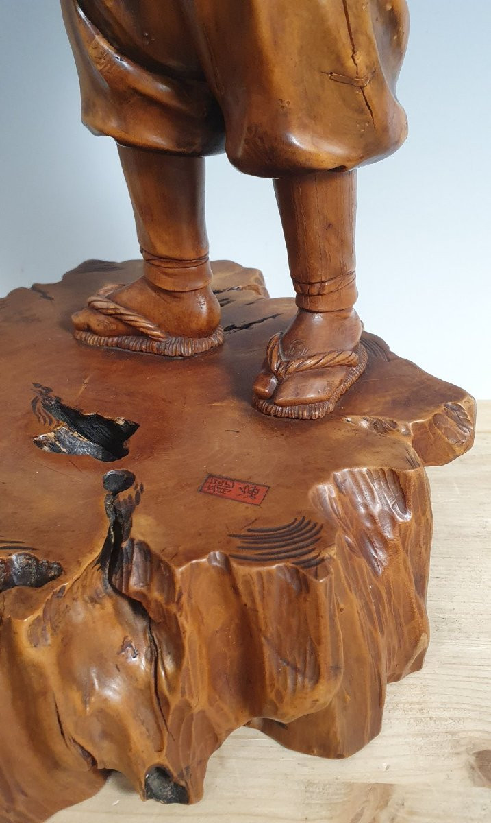 okimono en ivoire et bois-photo-2