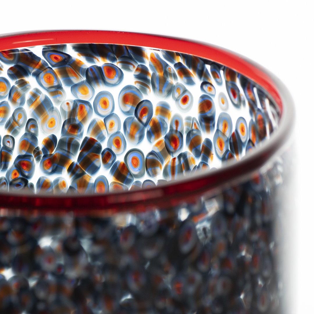 Murano Glass Vase With Murrine Technique, "neverrino" Model, By Gae Aulenti, Vistosi, Ca. 1970-photo-3