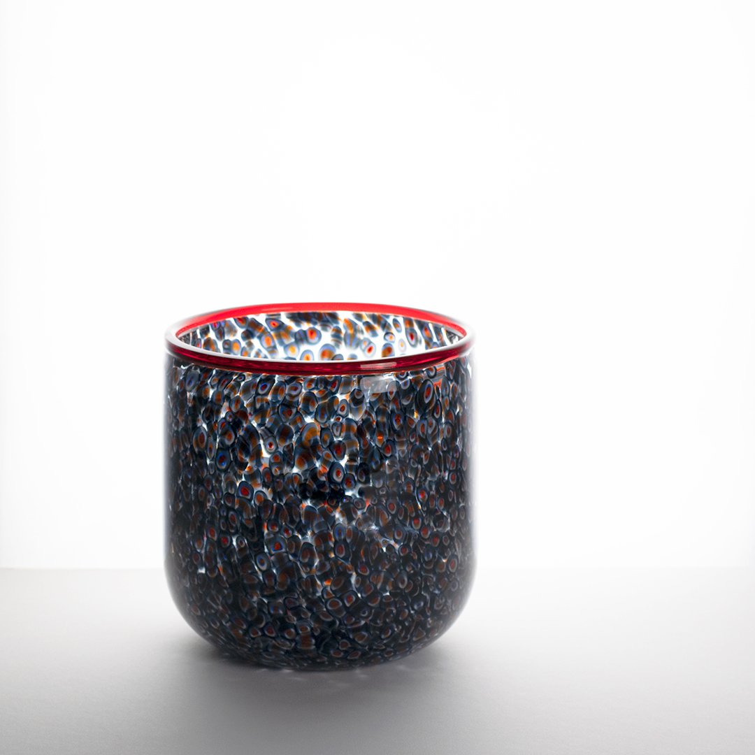 Murano Glass Vase With Murrine Technique, "neverrino" Model, By Gae Aulenti, Vistosi, Ca. 1970