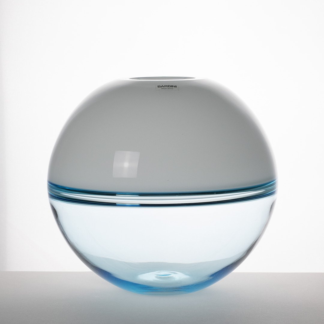 Spherical "incalmo" Murano Glass Vase, Alfredo Barbini, Ca. 1970