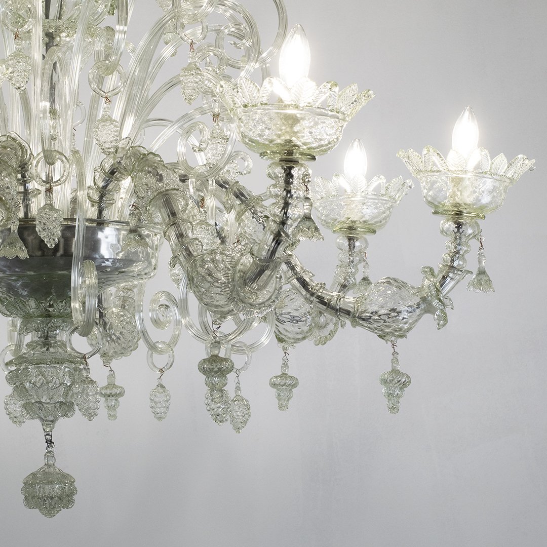 12-light Murano Glass Chandelier "ca' Rezzonico," Ca. 1950-photo-3
