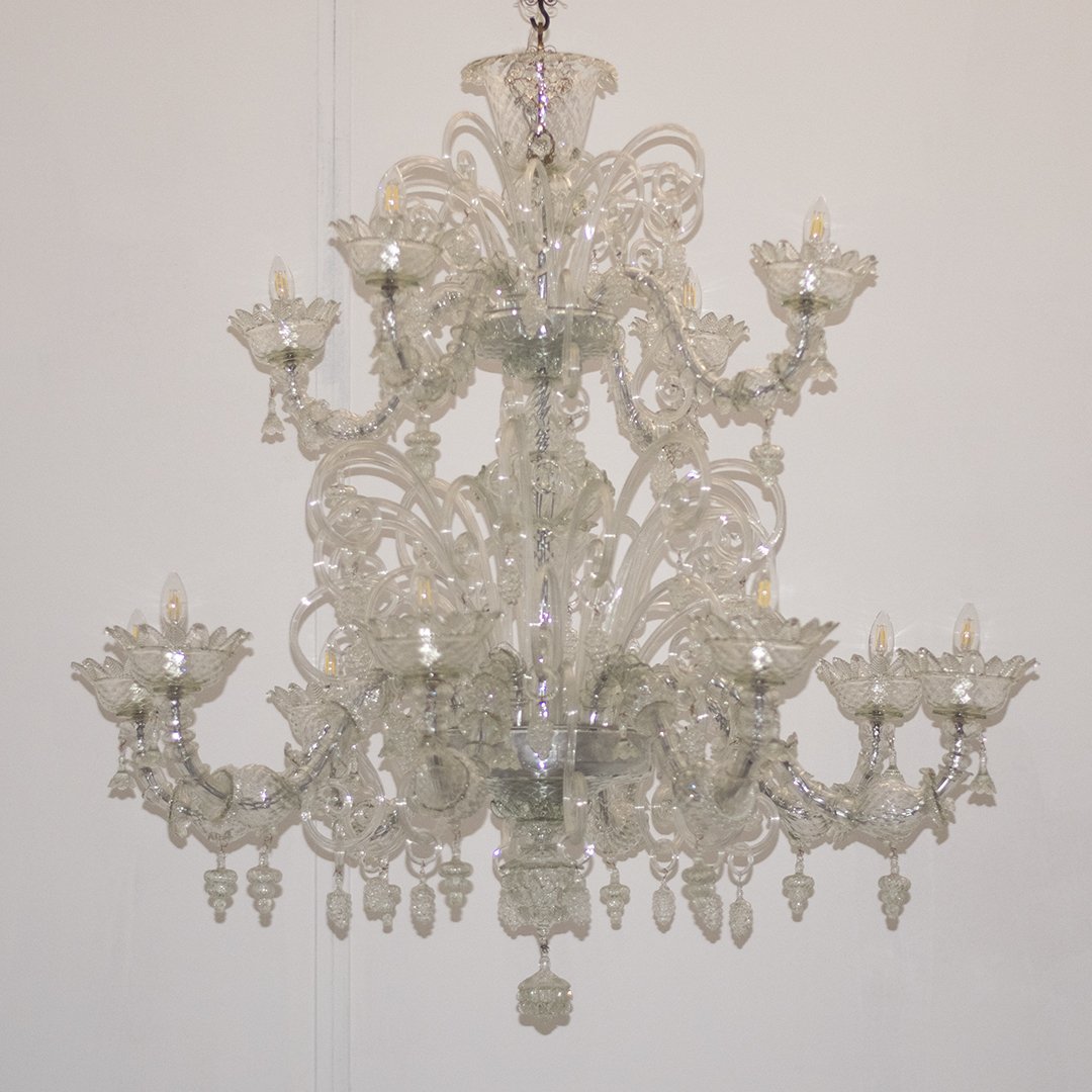 12-light Murano Glass Chandelier "ca' Rezzonico," Ca. 1950-photo-1