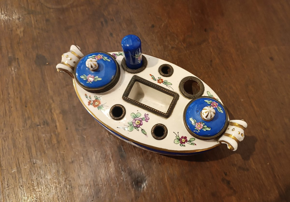  Early 19th Century Sèvres Porcelain Inkwell-photo-4
