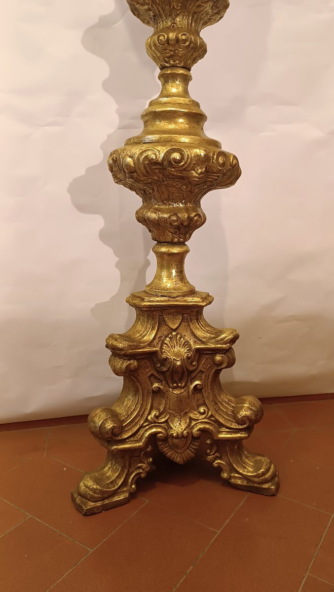 TORCHÈRE EN TÔLE DORÉE FIN DU 18ème SIÈCLE-photo-1