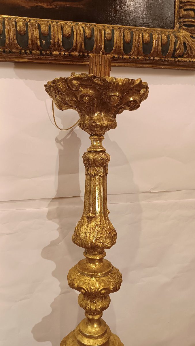 TORCHÈRE EN TÔLE DORÉE FIN DU 18ème SIÈCLE-photo-3