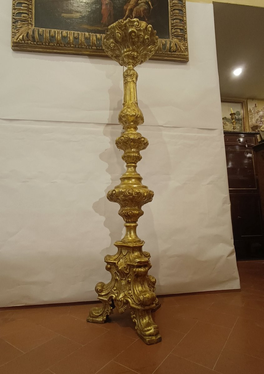 TORCHÈRE EN TÔLE DORÉE FIN DU 18ème SIÈCLE-photo-7