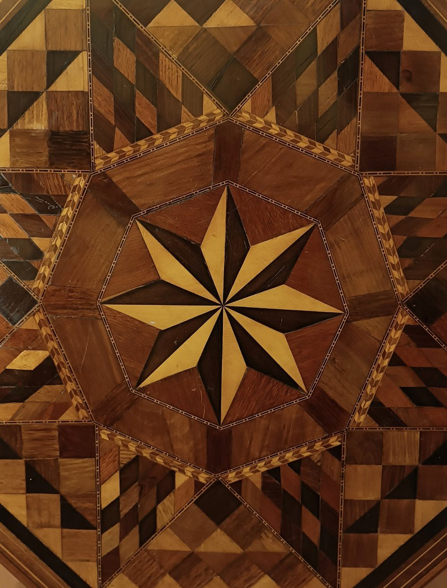 Second Half Of The 19th Century Inlaid Sail-shaped Coffee Table-photo-4