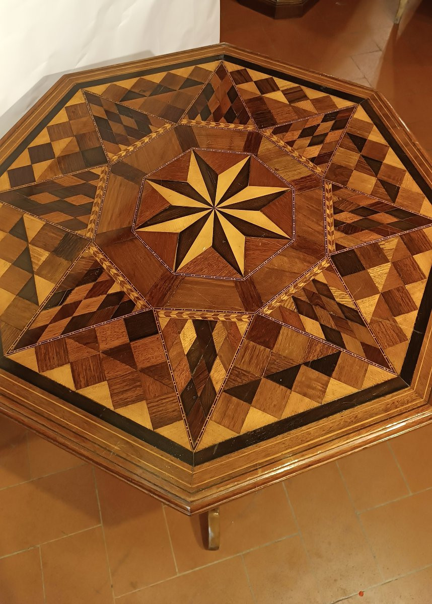 Second Half Of The 19th Century Inlaid Sail-shaped Coffee Table-photo-8
